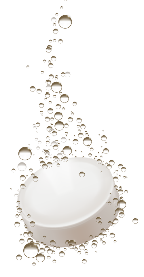 A sublingual tablet dissolving with effervescent bubbles